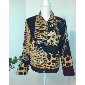 Steven Edwards Silk Animal Print Embroidered Shirt